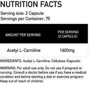 Acetyl-L-carnitine-pro-150-vegan-caps-Nutrition-Facts