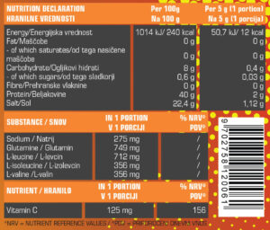 The Elektroliti powder 400g nutritivni sastav