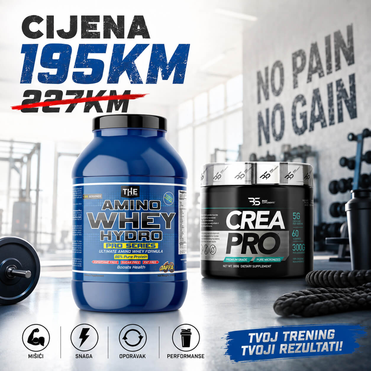 Amino Whey Hydro 3,5kg + Kreatin monohridrat 300g Amino Whey Hydro 3,5kg + Kreatin monohridrat 300g